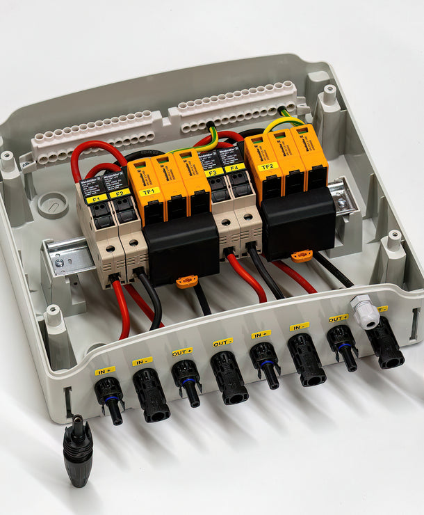 DC oldali 2 string - 2 munkapont védelmi dobozok